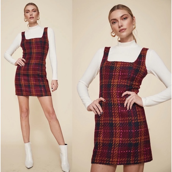 LPA Tweed Plaid Mini Dress size Medium - Picture 8 of 8